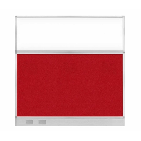 Versare Hush Panel Configurable Cubicle Partition 6' x 6' Red Fabric Clear Window w/ Cable Channel 1856350-2